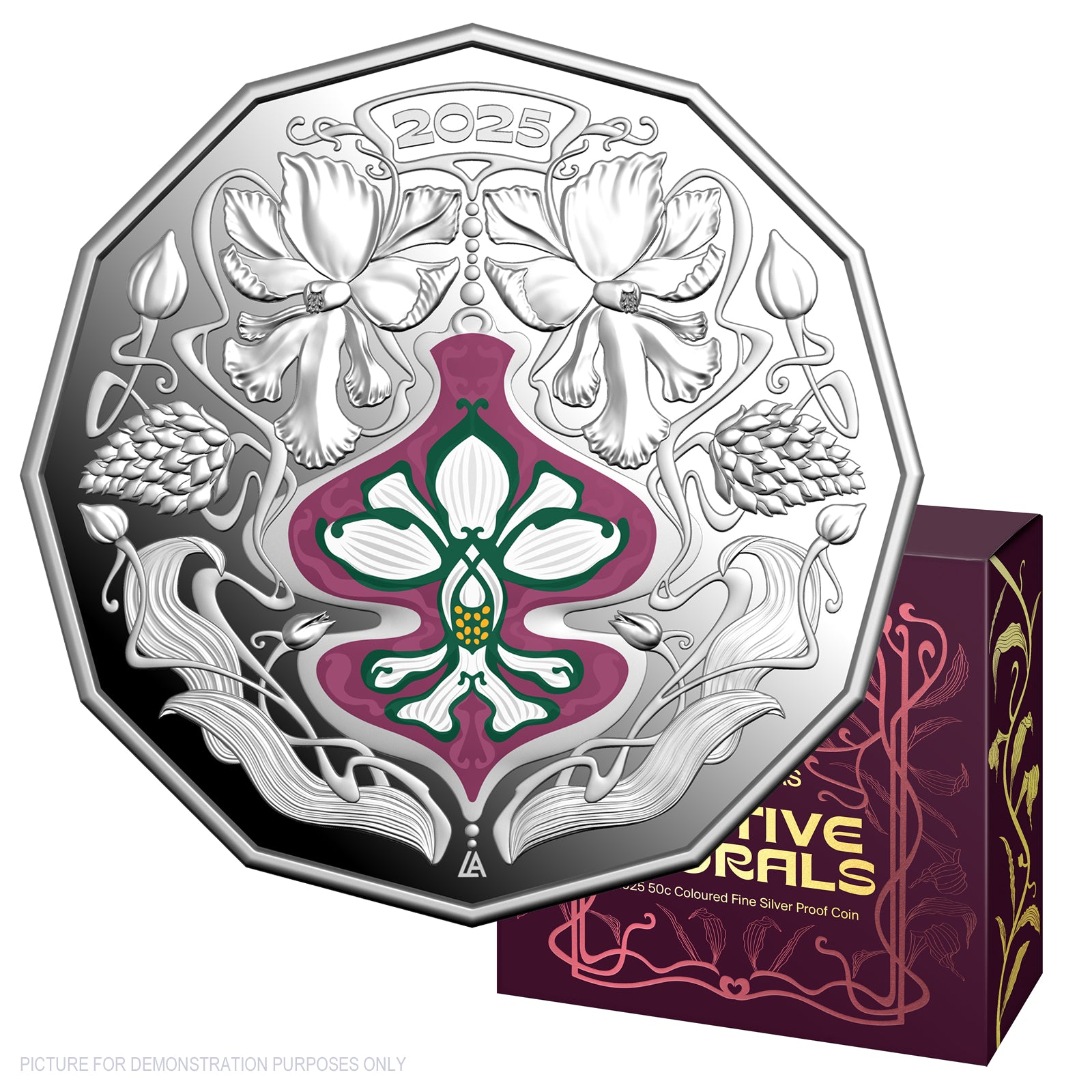 2025 RAM 50c Coloured Fine Silver Proof Coin - Christmas Festive Florals